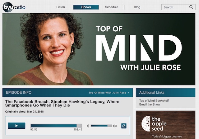 My interview with the Top of Mind radio show